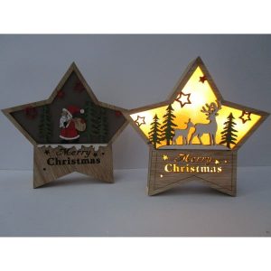 Lampada forma di stella in legno diam. 18 cm