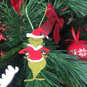 Decorazione legno dipinta mano GRINCH