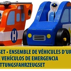 Melissa & Doug- Set 4 Veicoli di Emergenza in Legno con Figure