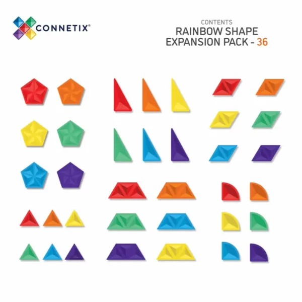 36 Pezzi Rainbow – Shape Expansion Pack – Tessere magnetiche – Connetix - immagine 3