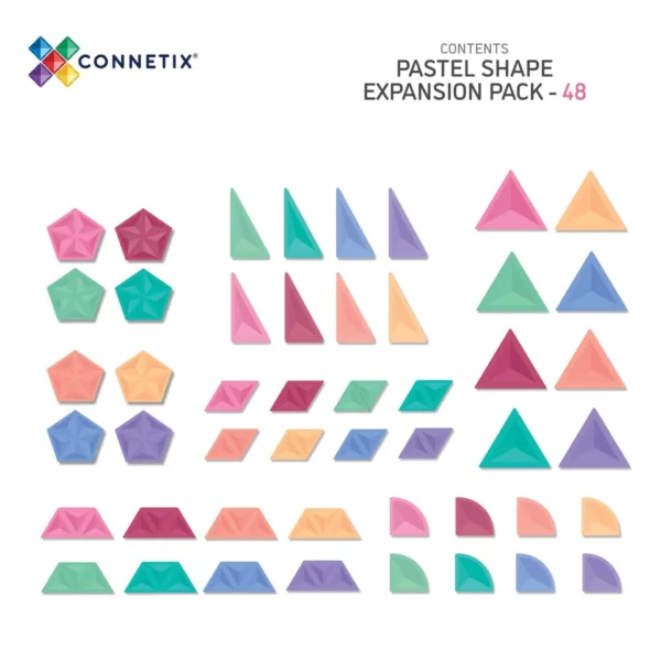 48 Pezzi Pastel Shapes Expansion Pack – Tessere magnetiche, set forme geometriche – Connetix Tiles - immagine 4