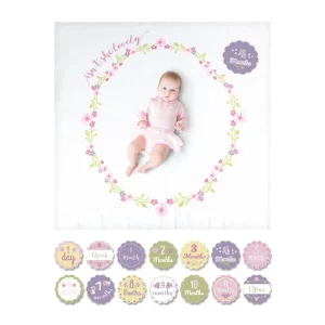 Set primo anno Isn’t she lovely – Copertina in Mussola di Cotone + 14 Carte – Lulujo