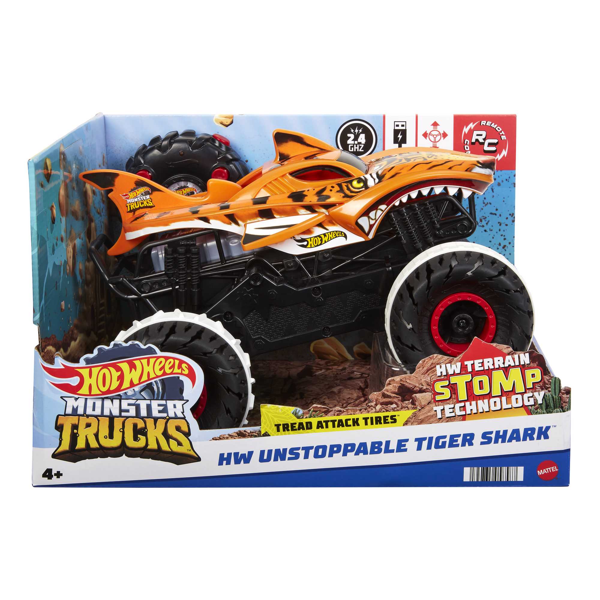 Hot Wheels Monster Trucks Tiger Shark Veicolo Radiocomandato Big – Mattel - immagine 3